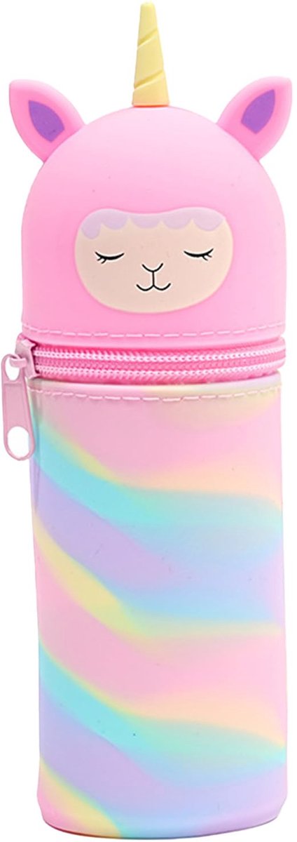 Kawaii Eenhoorn Etui - 2-in-1 Staand Pennenzak - Voor School & Tienermeisjes - Camouflage Roze