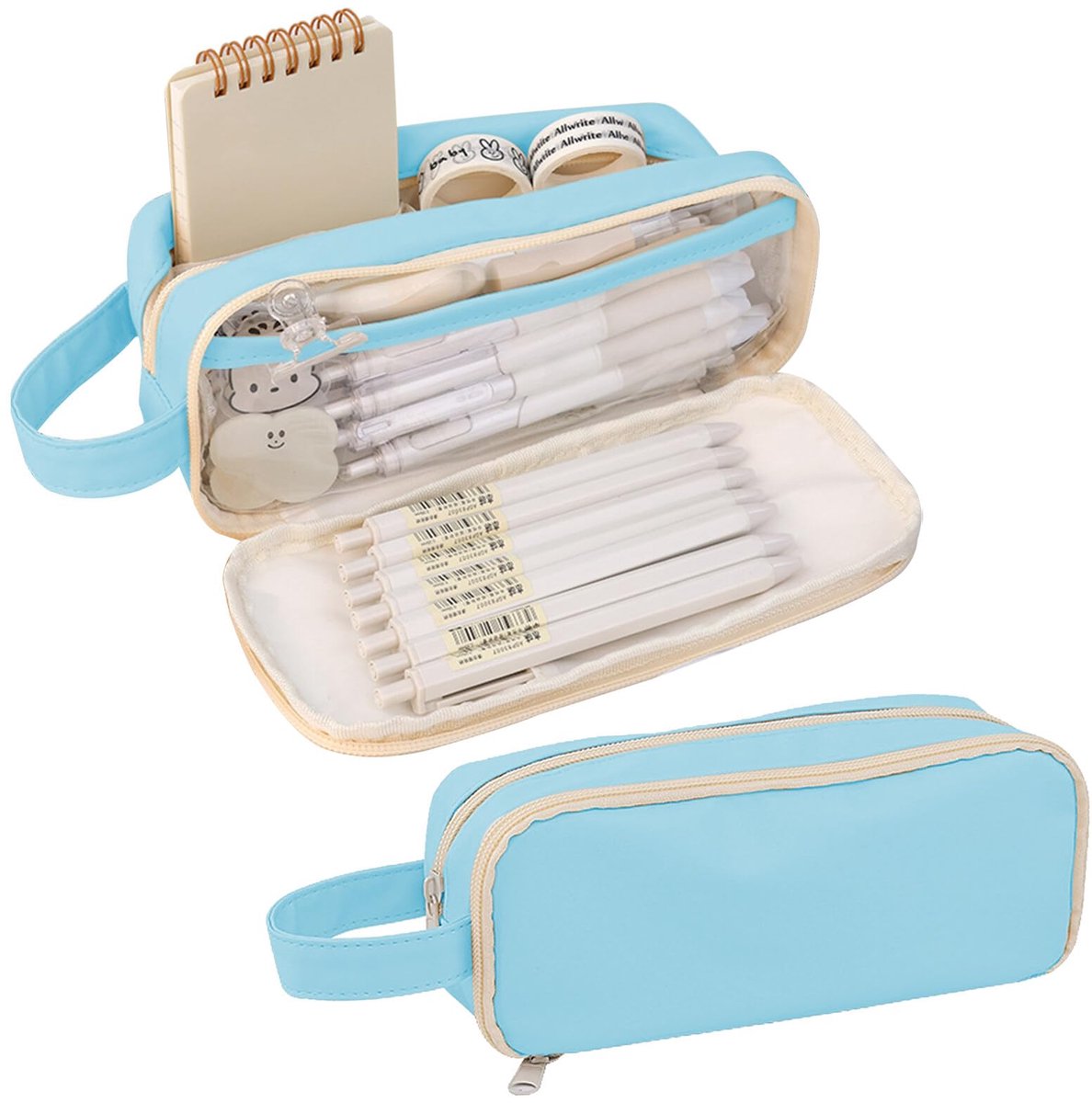 Pennenzak met 5 Vakken - Waterdichte Organizer voor School & Kantoor - Blauw 21x7x8 cm