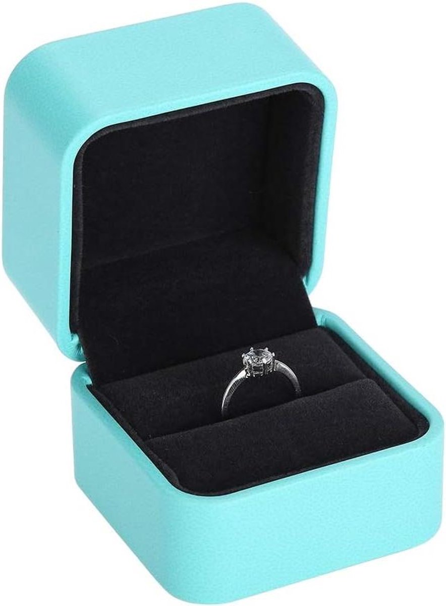Ringdoos voor sieraden opbergdoos van PU leder - geschikt als geschenkaccessoire voor bruiloft.