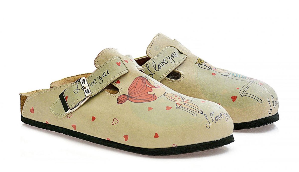 GOBY Love You Dames Clogs Handmade Vegan Leer