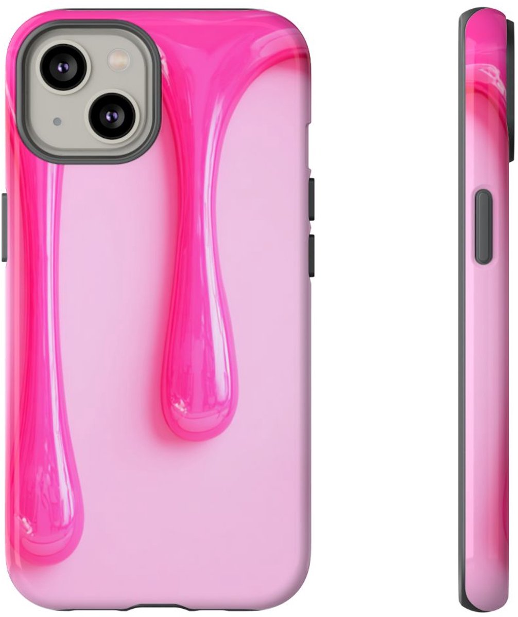 Glanzend Roze Druipend Vloeistofontwerp – Telefoonhoesje Geschikt voor iPhone 14