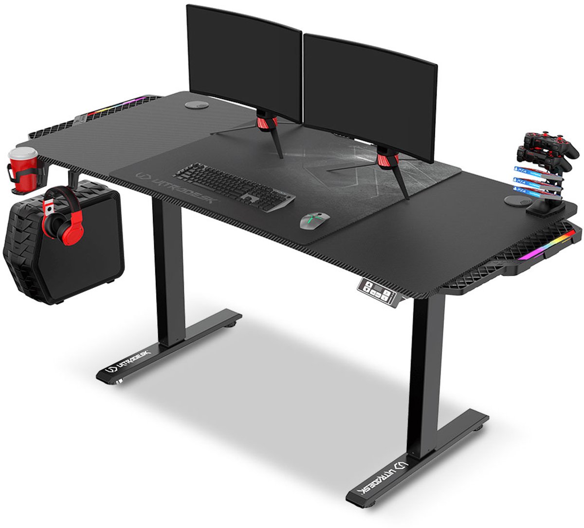 Ultradesk LEVEL V2 LED RGB – Bureau met Elektrische Hoogteverstelling – Zwart – Voor Gaming, Home Office & Kantoor – Met RGB Verlichting