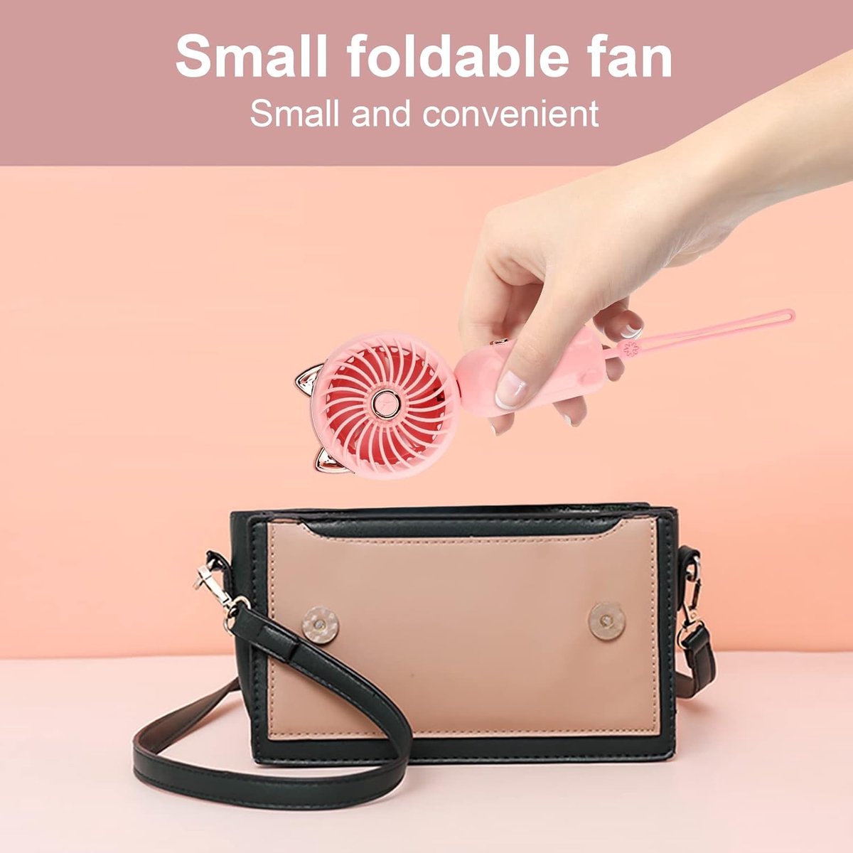 Roze Draagbare USB-Handventilator thumbnail 4