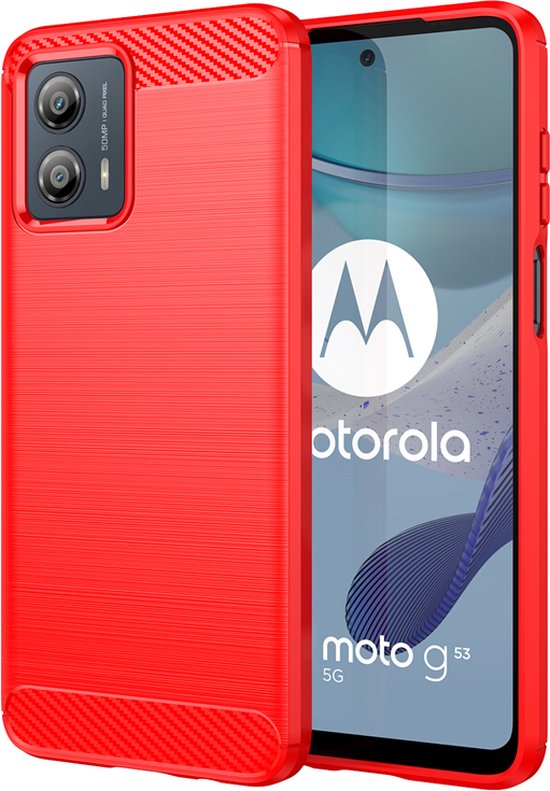 Coque Pour Motorola Moto G13 4G / G23 4G / G53 5G - Housse Etui Silicone Gel Carbone Film Ecran - ROUGE - Téléphonie