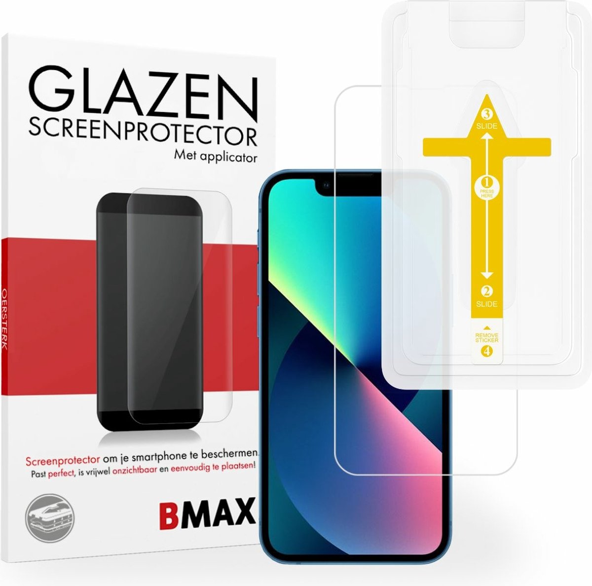 BMAX Screenprotector geschikt voor iPhone 13 Mini met applicator - Gehard glas - Tempered glas - Apple screenprotectors - Telefoonglaasje - Beschermglas - Glasplaatje - Screensaver - Screen protector - Glas screenprotectors - Case Friendly
