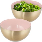 Relaxdays 2x saladeschaal - 20 cm - saladekom - serveerschaal - rond - mengkom - rvs