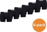 Levi's Boxershorts Heren - 6-pack Solid Organic Cotton Black - Zwarte Levi's Boxershorts - Maat S