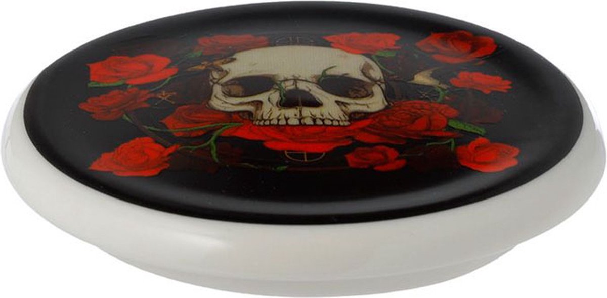Mug porcelaine avec infuseur et couvercle skulls and roses Crânes