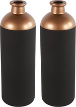 Countryfield Bloemen/Deco vaas - 2x - zwart/koper - glas - D11 x H33 cm
