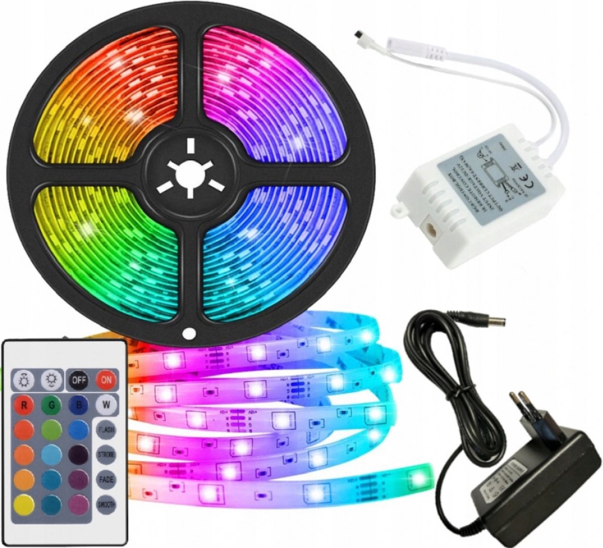 Waterdichte LED Strip 5 meter RGB Kleuren met Afstandsbediening - IP44 Waterdicht - 300 LED's