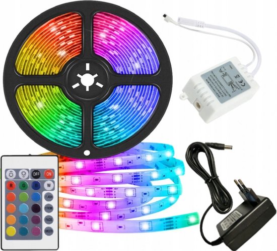 Ruban LED Étanche 5 mètres Couleurs RVB avec Télécommande - Étanche IP44 - 300 LED