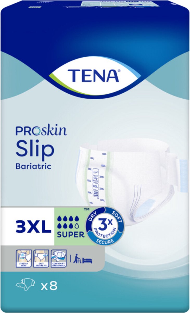 Tena Proskin Slip Super 3XL (Bariatric) - 4 paquets de 8 protections