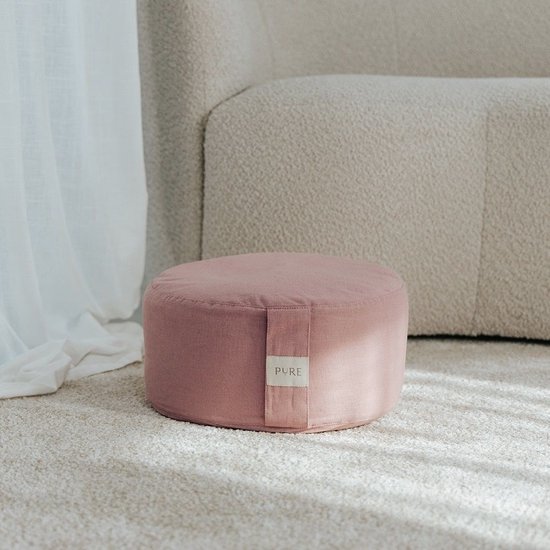 Meditatiekussen eco linnen oudroze rond - Pure - Yoga kussen van Pure — afbeelding 2