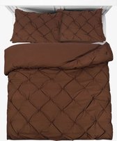 Magnifique dekbedovertrek en coton brodé marron - 140x200/220 (à l'unité) - douce et finement tissée - luxueuse et élégante