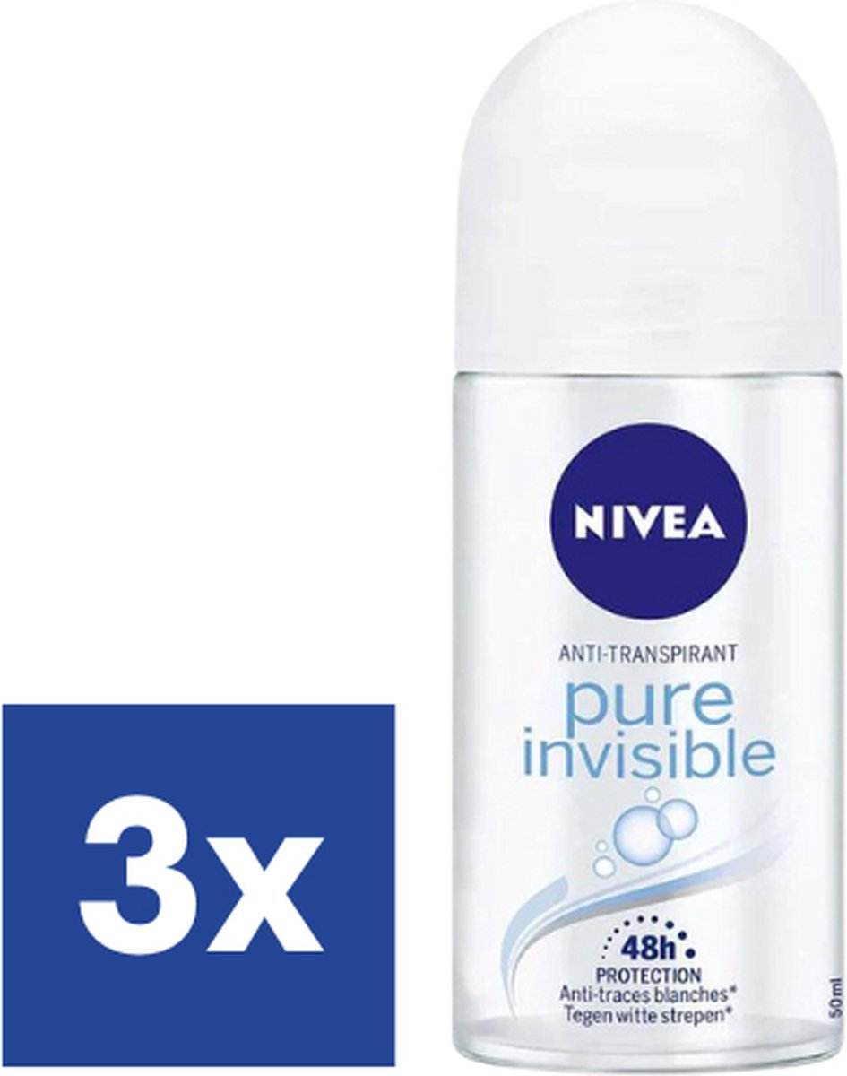 Goedkoopste Nivea Pure Invisible Deo Roll On - 3 x 50 ml