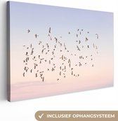 Canvas Schilderij Vogels - Zee - Lucht - Natuur - Zomer - 30x20 cm - Wanddecoratie