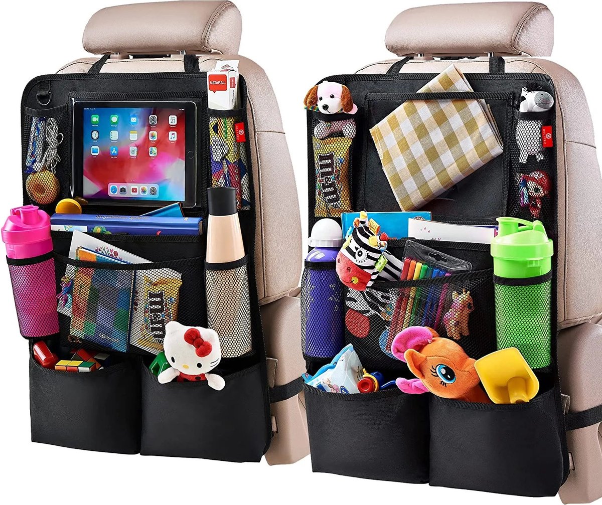 Venneweide - luxe en sterke Autostoel Organizer met Tablethouder - Auto Organizer - Voor baby en kinderen - veel opbergruimte - geschikt voor o.a. iPad – Topkwaliteit - zwart. - Venneweide
