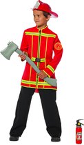Brandweer jas - Kostuum - Maat 128 - Rood