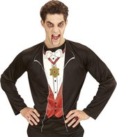 Widmann - Vampier & Dracula Kostuum - Vampier Rashan Shirt Man - zwart - Medium / Large - Carnavalskleding - Verkleedkleding