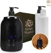 Relax Master® Olie Verwarmer Massage Digitaal Zwart - 2 GRATIS dispensers - MassageOlie - Spa & Wellness - 30-65°C - Kleine en Compact Massagesalon Apparaat - Professionele Kwaliteit