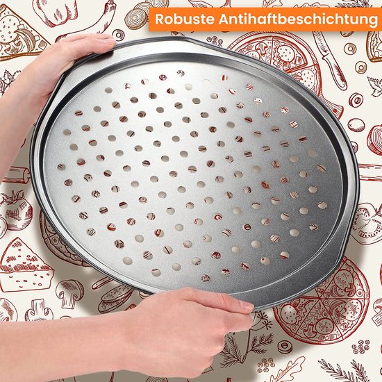 3 Stuks Pizza Pan Set, 27 Cm Koolstofstaal Anti-aanbak Pizza Trays Ronde Keukengerei Bakpannen Voor Thuis Keuken Brood Cake Tool