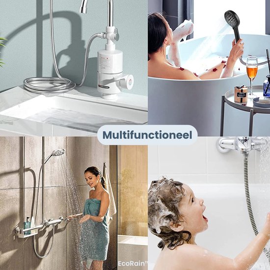 NETTLIFE Handheld Douchekop 5 Straalsoorten Handheld Douche met Slang, Waterbesparende Douchekop