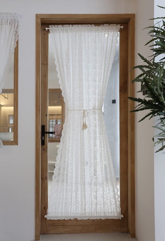 Voilages long porte balcon, rideau transparent avec dentelle, rideau de  porte avec... | bol.com