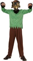 Widmann - Weerwolf Kostuum - Funky Weerwolf - Jongen - groen,bruin - Maat 128 - Halloween - Verkleedkleding