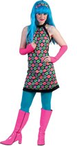 Funny Fashion - Jaren 80 & 90 Kostuum - Disco Dot Jurk Vrouw - multicolor - Maat 44-46 - Carnavalskleding - Verkleedkleding