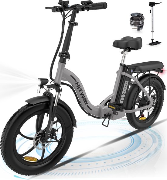 Hitway BK6 Elektrische Fiets | Opvouwbare E-bike | 20 Inch Fat Tire | 250W Motor | 11.2Ah | Grijs
