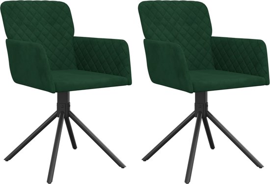 vidaXL Chaises de Chaises de salle à manger pivotantes 2 pièces Velours Vert foncé