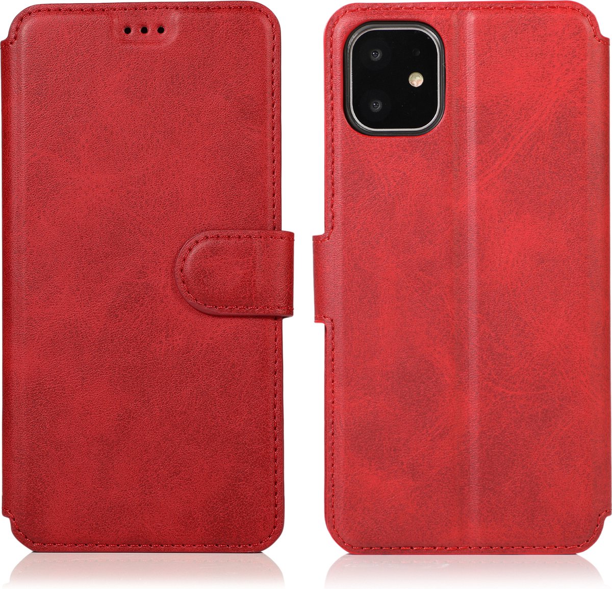 Bookcase Geschikt voor Apple iPhone 11 - Rood - Pasjeshouder - Portemonnee