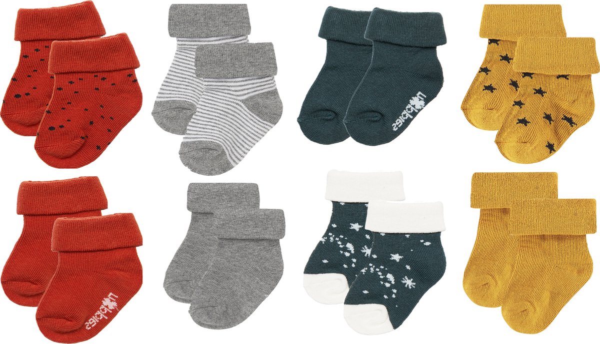 Noppies - 8 paires de chaussettes - En coffret cadeau - Ginger uni -  Gingembre à pois