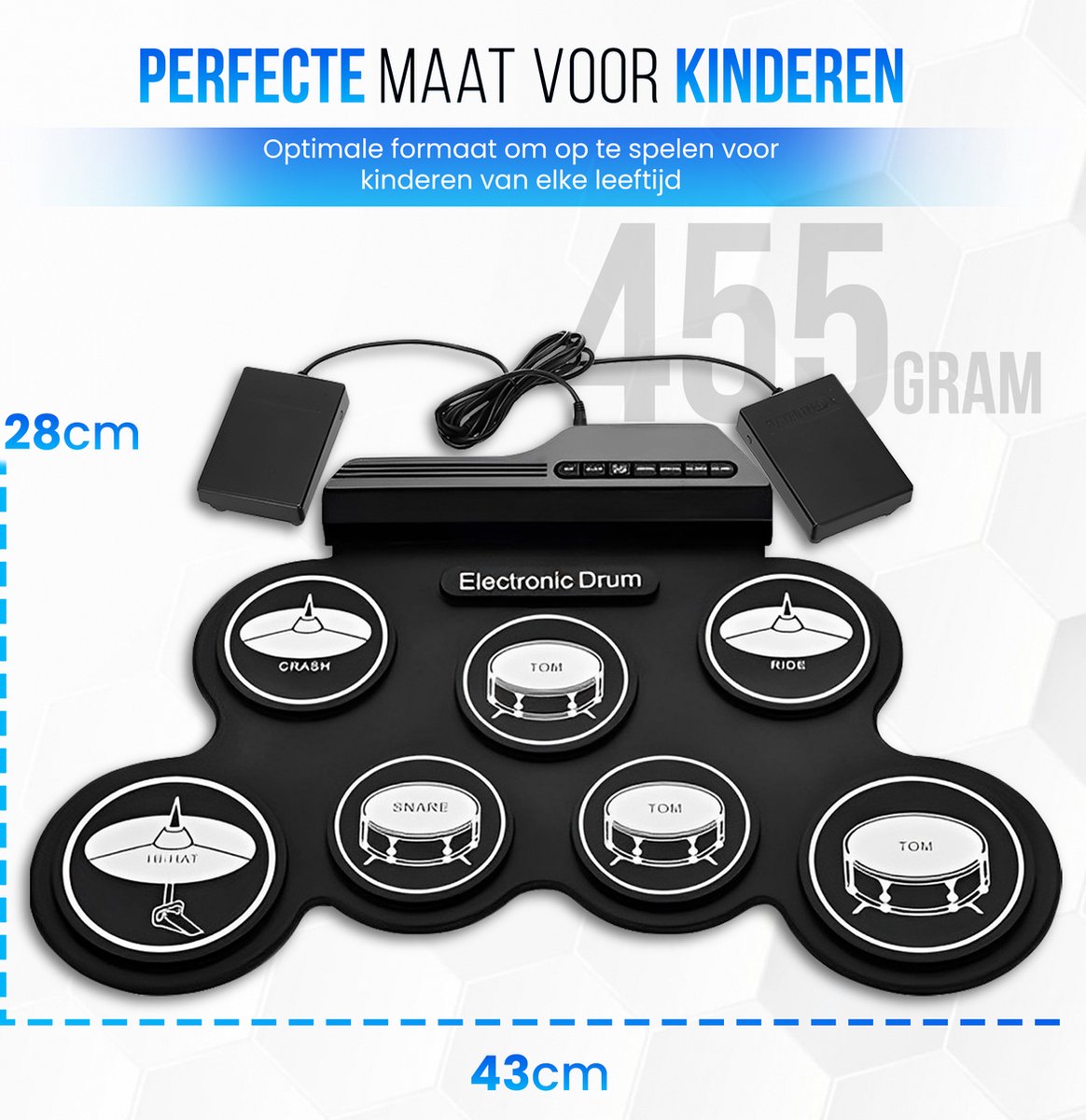 Elektrische Drumstel - Inclusief Drumstokken En Oordopjes - Drumstel voor kinderen - Drumpad - Drumstel Elektronisch - Kinder Drumstel — afbeelding 3