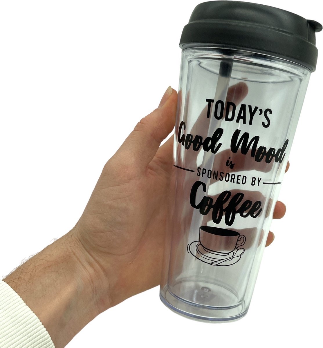 Power Escorts Herbruikbare Sport Beker 500ml Hard Plastic Today's Good Mood Sponsored By Cofee 1 Stuk