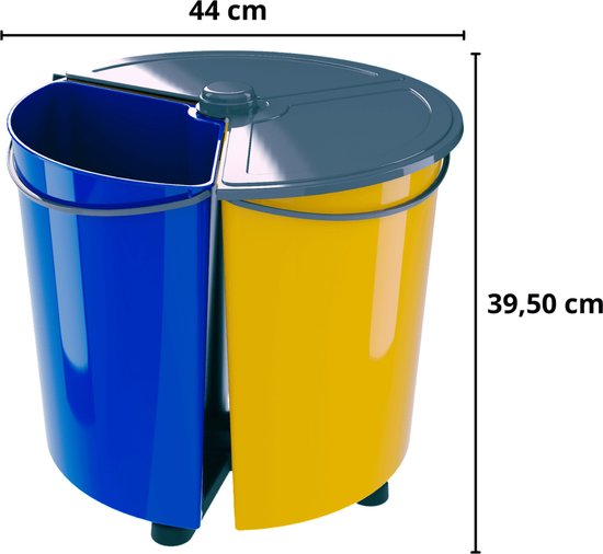 ECOBIN - Poubelle / Prullenbak rotative avec couvercle - 3x 11,7L