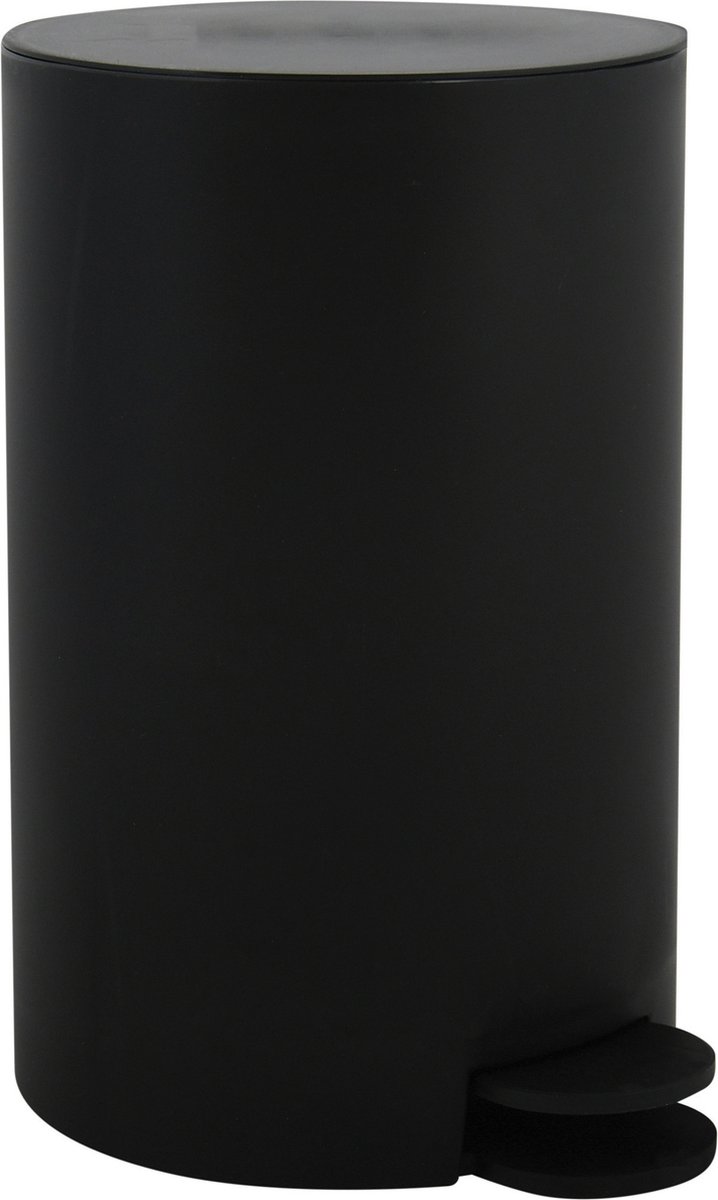 MSV kleine badkamer/toilet pedaalemmer - zwart - 3L - 15 x 27 cm
