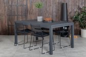 Marbella tuinmeubelset tafel 100x160/240cm en 4 stoel Lina zwart.