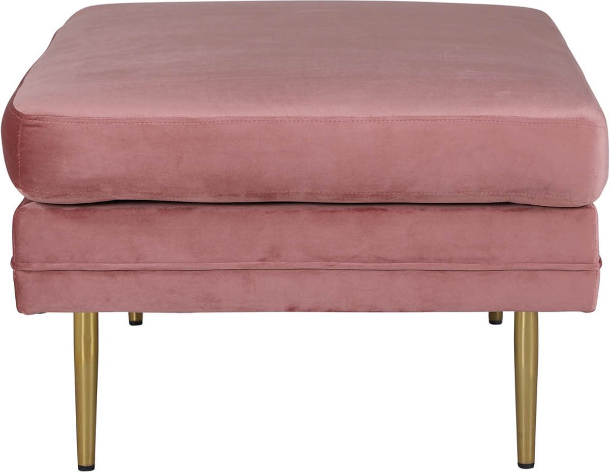 Boom poef, hocker velours messing, roze.