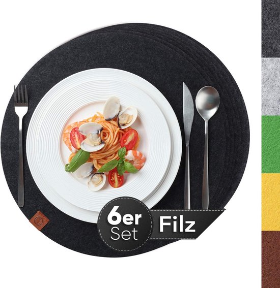 Luxe placemat vilt, 6delige set, antraciet, premium placemats, vilten onderzetters,... bol