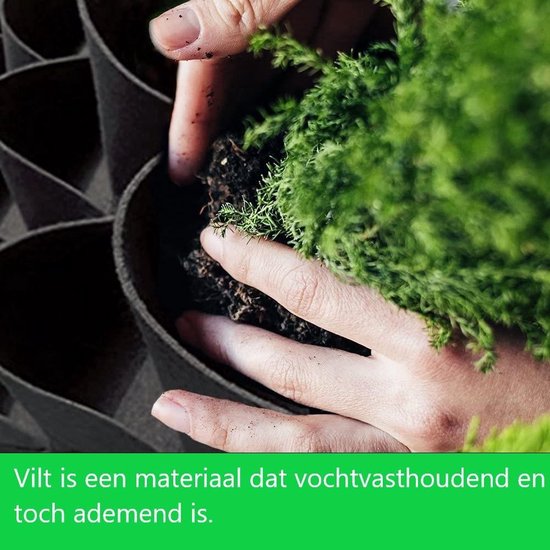 Finnacle - Plantenmuur - Muur met planten - Tuinieren - Tuin - Planten - Plantenbak - Zwart met Groen - Verticale tuin - Hangende tuin - Plantenzak - plantenzakken voor 49 planten – 100 cm x 100 cm - 1 vak is 13x13 cm