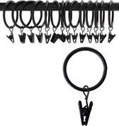 gordijnclips met ringen (Φ50mm, 16-delige set) - roestvrij staal mat roestvrij staal metalen gordijnroede clipringe met oogjes voor party light, art display, tent (vintage black, 2 inch)