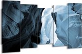 GroepArt - Canvas Schilderij - Zand - Blauw, Grijs - 150x80cm 5Luik- Groot Collectie Schilderijen Op Canvas En Wanddecoraties