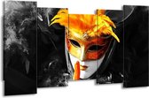 Masque de peinture sur toile | Noir, gris, orange | 150x80cm 5Liège