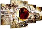 GroepArt - Schilderij -  Abstract - Geel, Bruin, Wit - 160x90cm 4Luik - Schilderij Op Canvas - Foto Op Canvas
