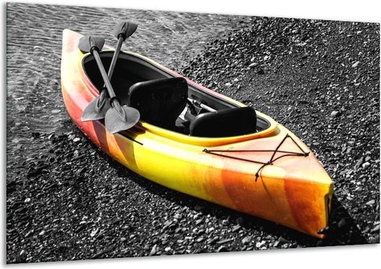 Glas schilderij Kayak, Sport | Grijs, Geel, Oranje | | Foto print op Glas |  F007241