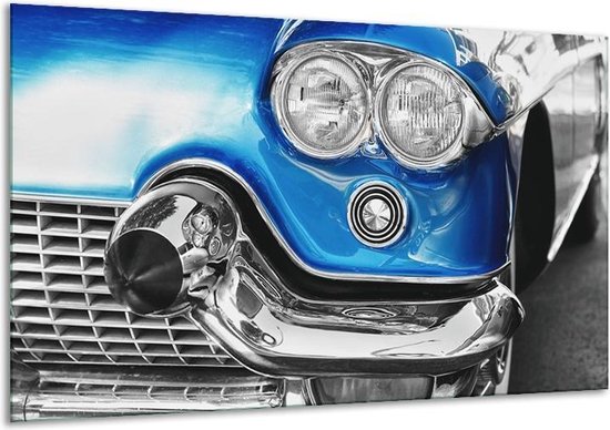 Peinture | Peinture sur toile Oldtimer, voiture | Gris, bleu, argent | 120x70cm 1Hatch | Tirage photo sur toile