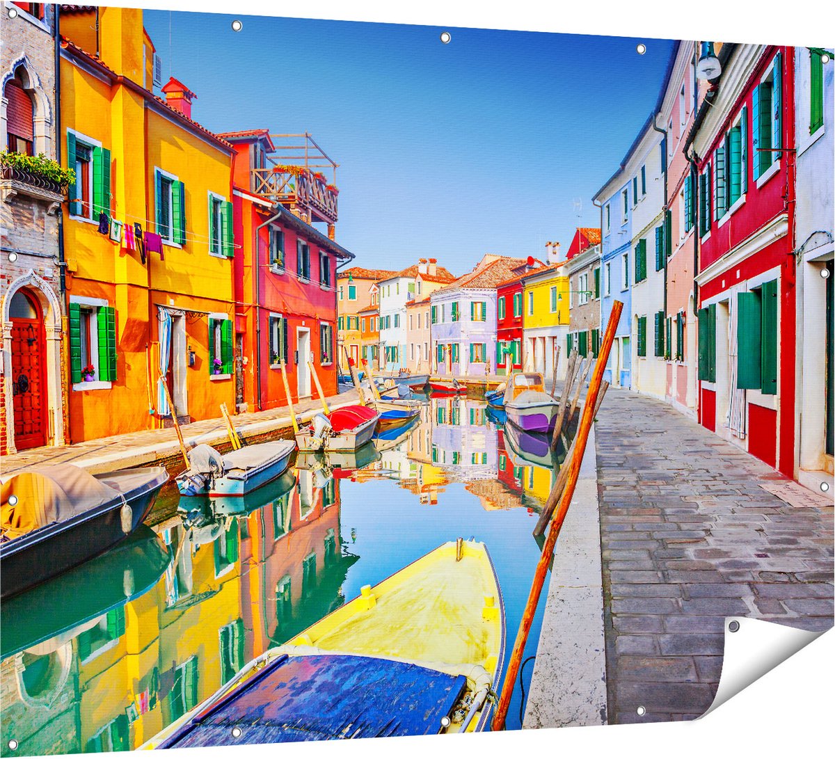 Gards Tuinposter Kleurrijke Huisjes aan het Water in Veneti� - 160x120 cm - Tuindoek - Tuindecoratie - Wanddecoratie buiten - Tuinschilderij Multikleur