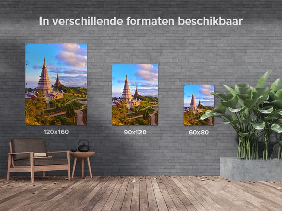 Gards Poster de jardin Temples Pagodes dans la Berg Inthanon en Thaïlande - 90x120 cm - Toile de jardin - Décoration de jardin - Décoration murale extérieure - Peinture de jardin