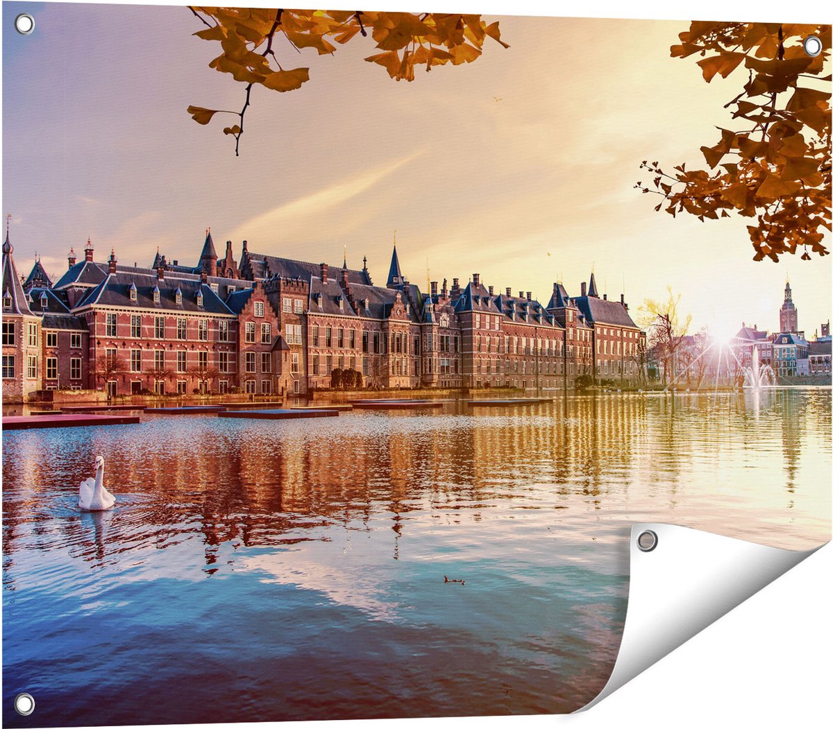 Gards Tuinposter Binnenhof Gebouw in Den Haag - 80x60 cm - Tuindoek - Tuindecoratie - Wanddecoratie buiten - Tuinschilderij Multikleur